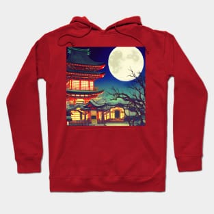 Time Traveller In the Woods with Japanese Moonlight Scenery Hoodie